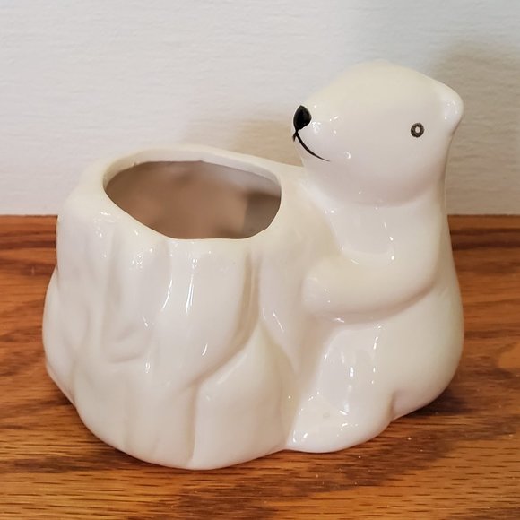 Animal Planters, New Winter 2021 4pc Set, Cardinal Polar Bear Puffin Seal - Picture 4 of 11